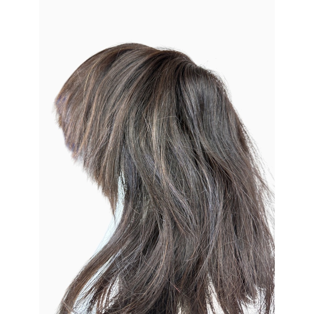 Luvme Hair 12" Human Hair Wig Brown Layered Bob Bangs Glueless Lace + Box Extras